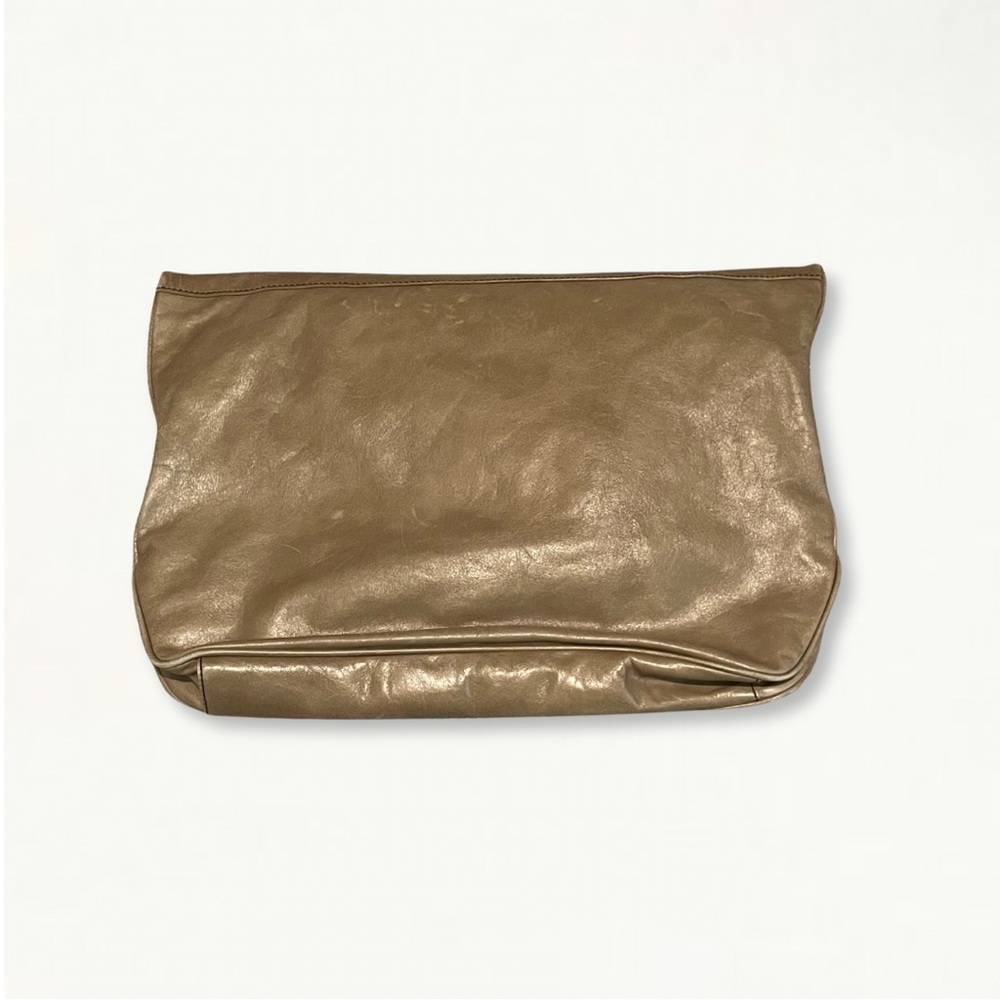 Vintage 90s Y2K Cynthia Rowley Tan Leather Slouchy Oversized Clutch - Picture 15 of 16